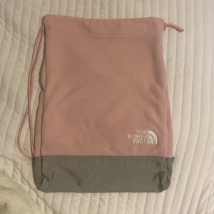North Face Pink Fleece Drawstring Bag